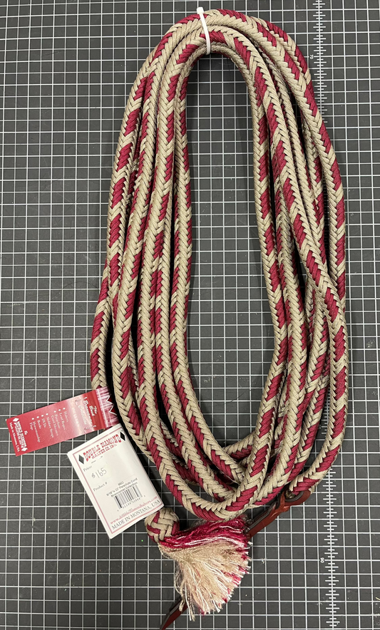 9/16" Braided Parachute Cord Mecate Burgundy/Tan - Brannaman Collection