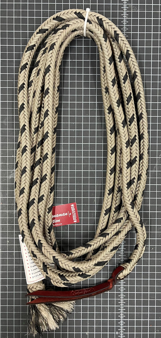 9/16" Braided Parachute Cord Mecate Tan/Black - Brannaman Collection (Copy)