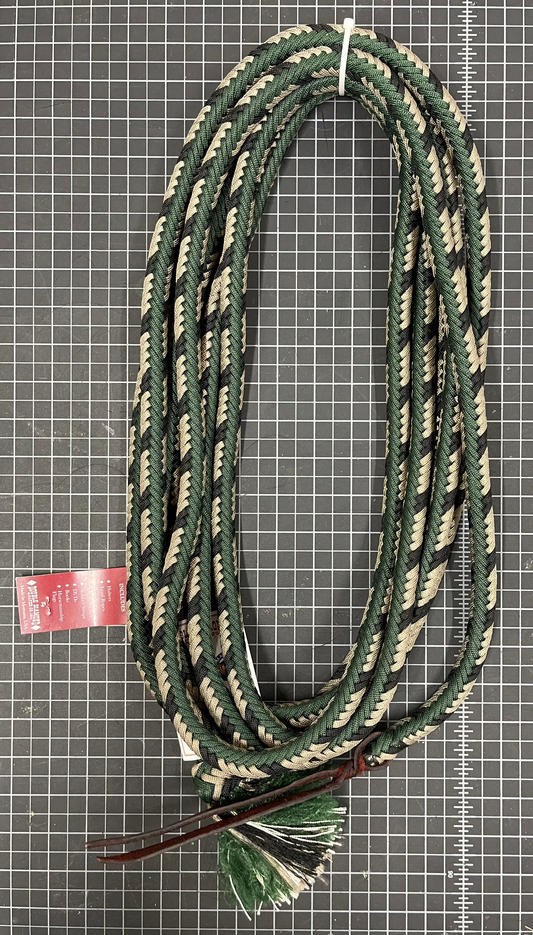 9/16" Braided Parachute Cord Mecate Green/Tan/Black - Brannaman Collection